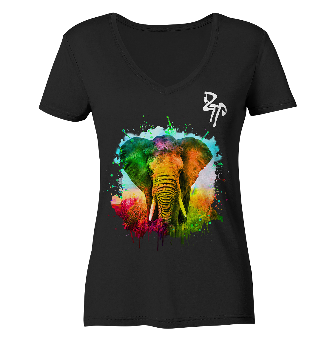 Elefant dark - Ladies Organic V-Neck Shirt