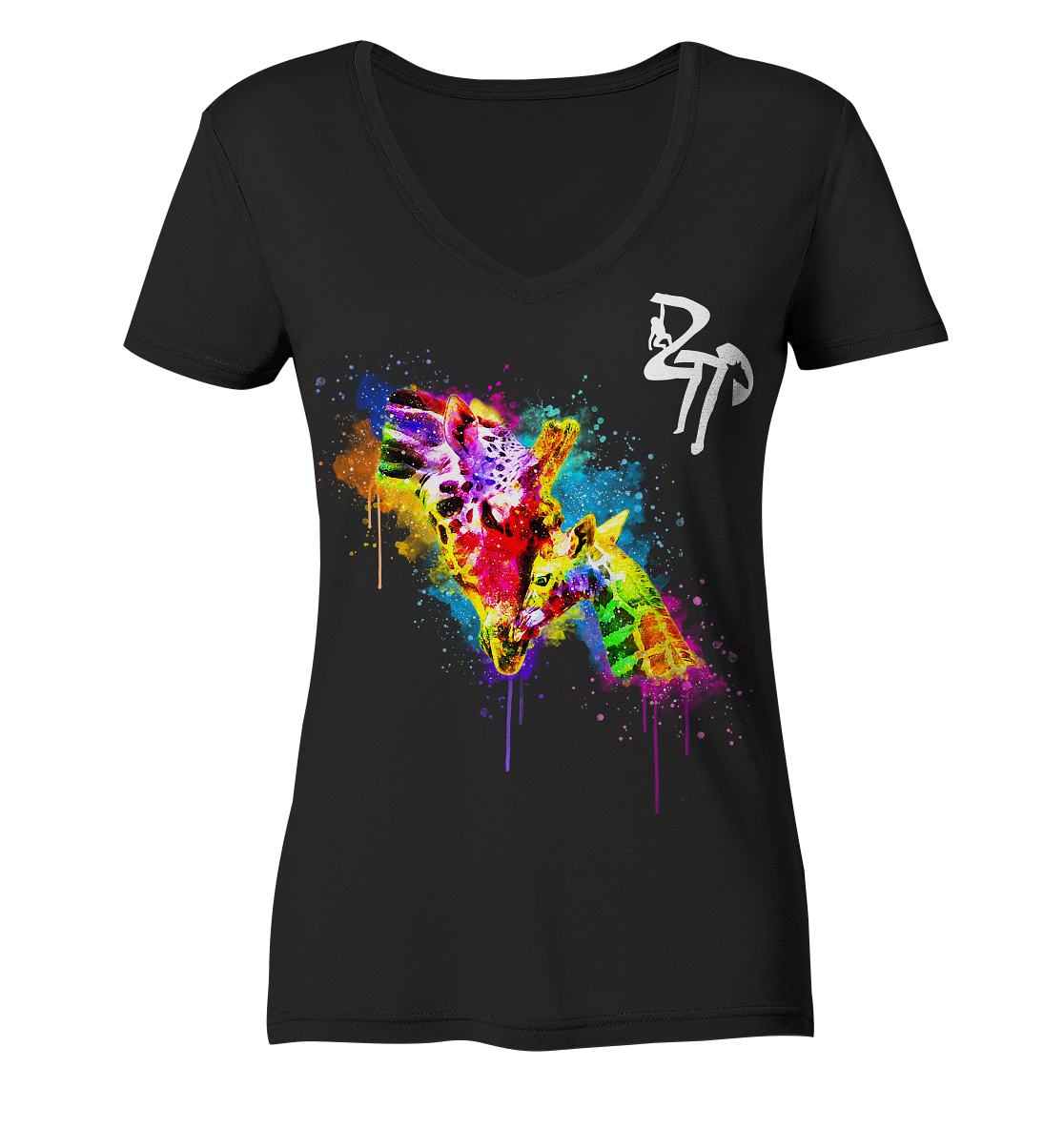 Giraffe dark - Ladies Organic V-Neck Shirt