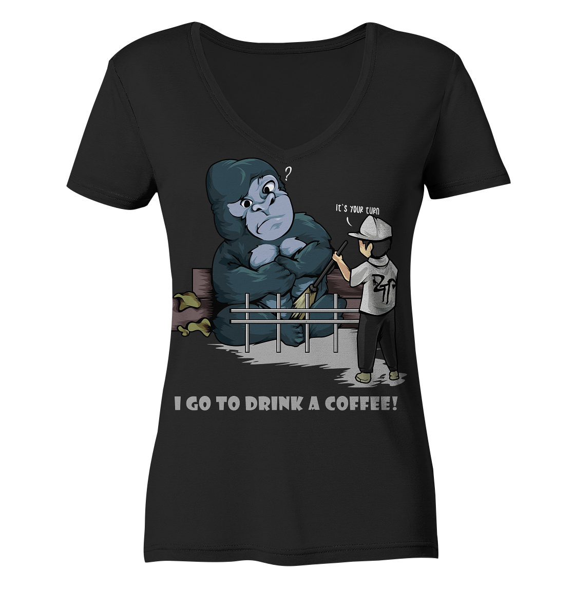 "Mach dein Bett" dark - Ladies Organic V-Neck Shirt