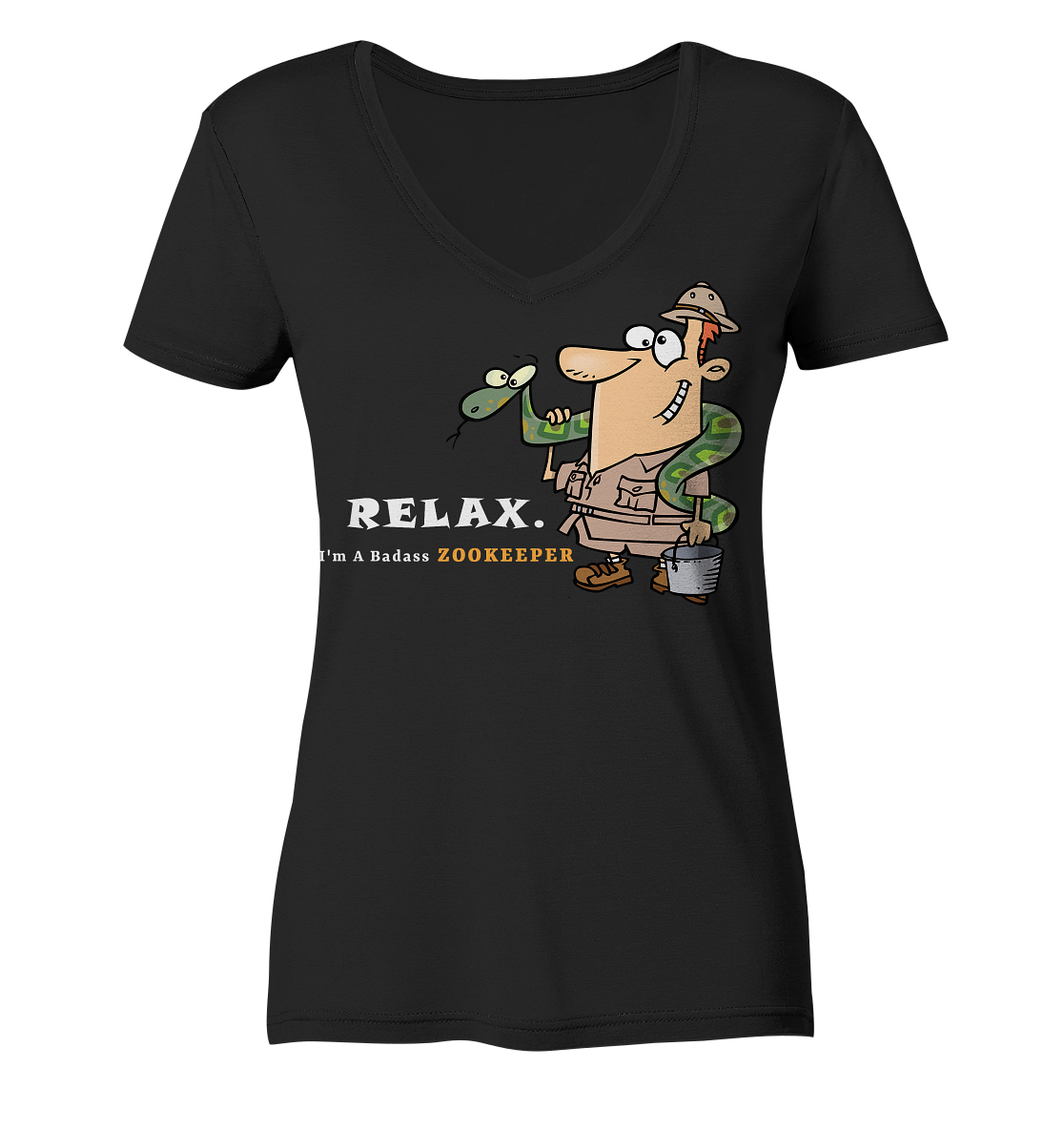 Badass Zookeeper - Ladies Organic V-Neck Shirt
