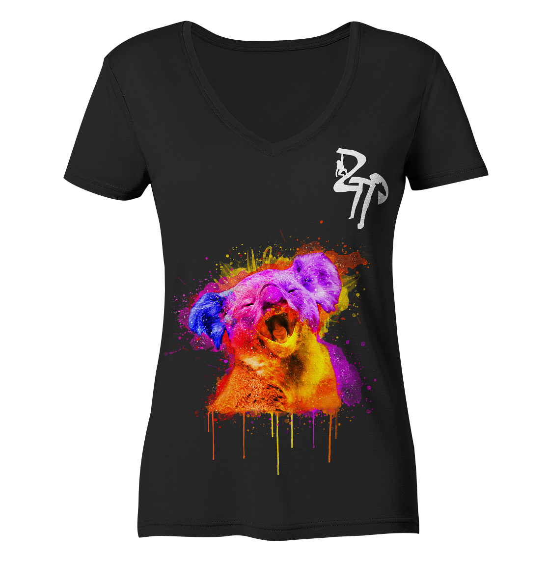 Koala gähnend dark - Ladies Organic V-Neck Shirt