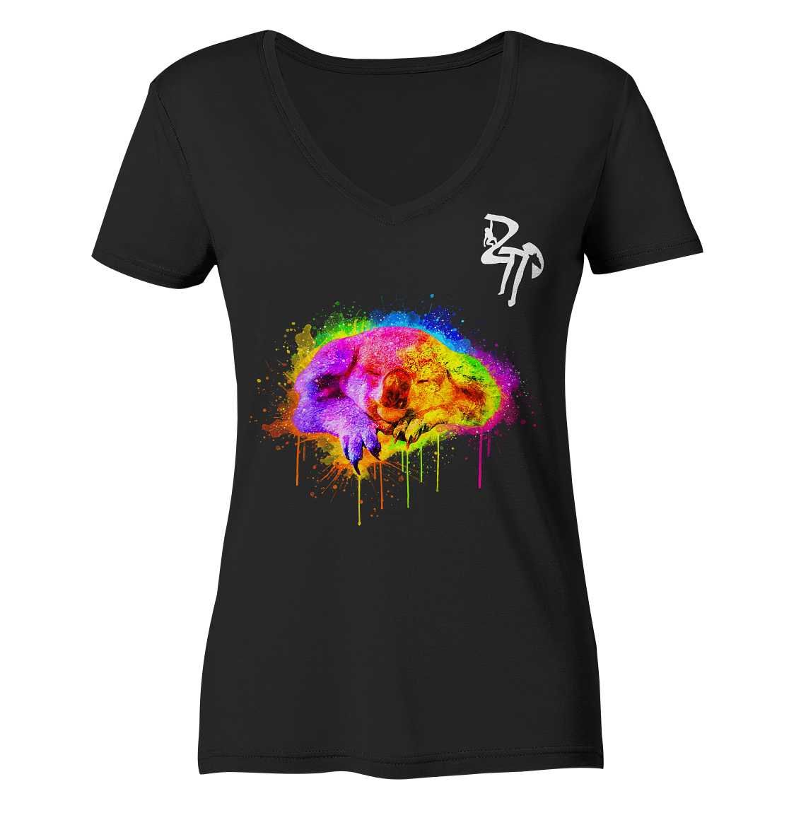 Koala schlafend dark - Ladies Organic V-Neck Shirt