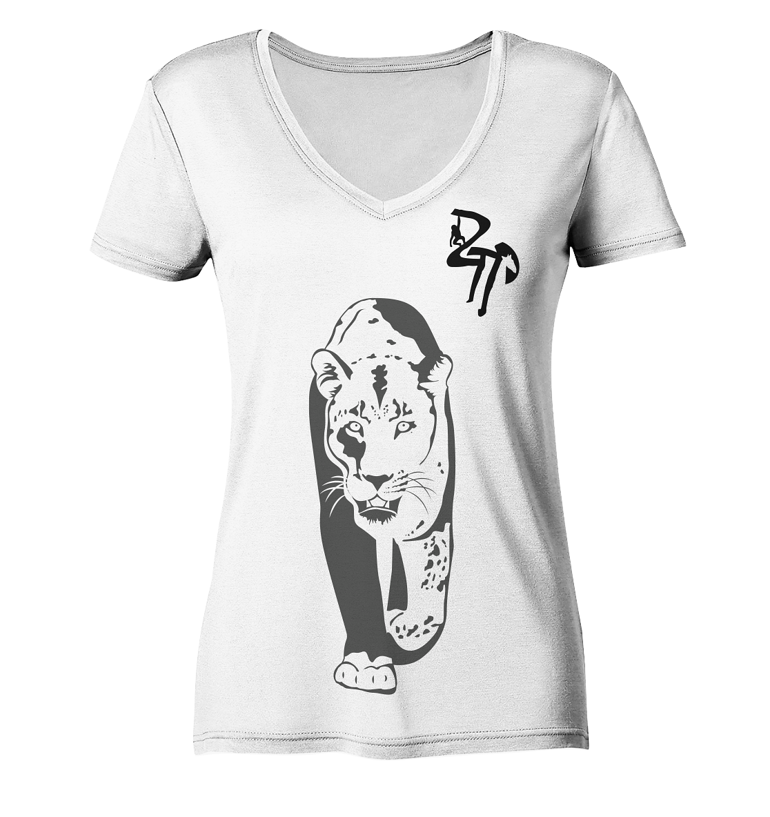 B & W Leopard - Ladies Organic V-Neck Shirt