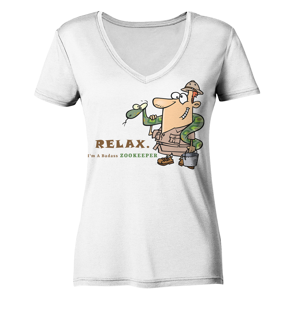 Badass Zookeeper - Ladies Organic V-Neck Shirt
