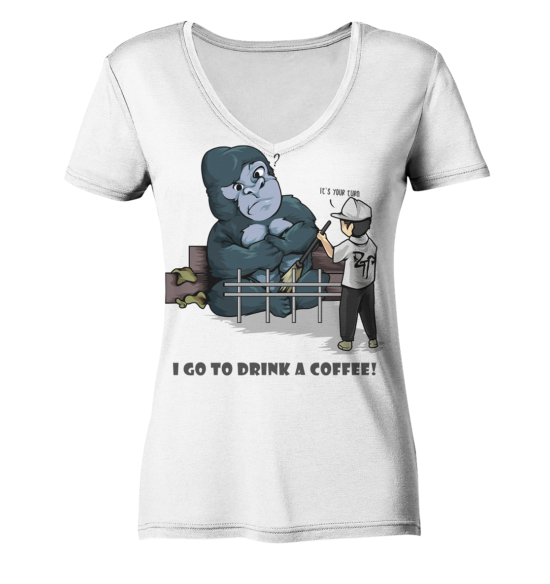 "Mach dein Bett" - Ladies Organic V-Neck Shirt