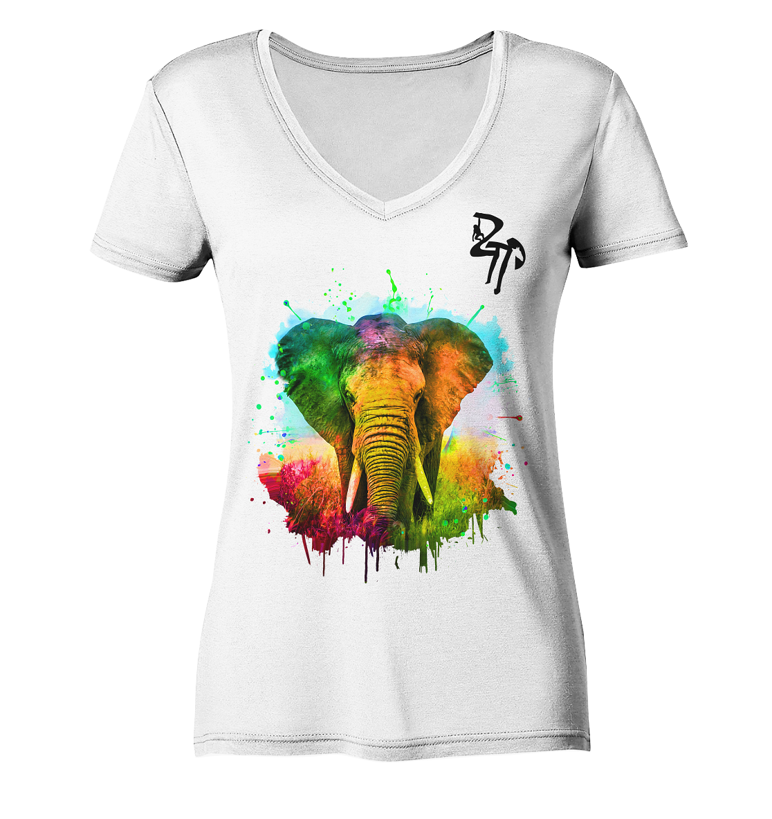 Afrikanischer Elefant - Ladies Organic V-Neck Shirt