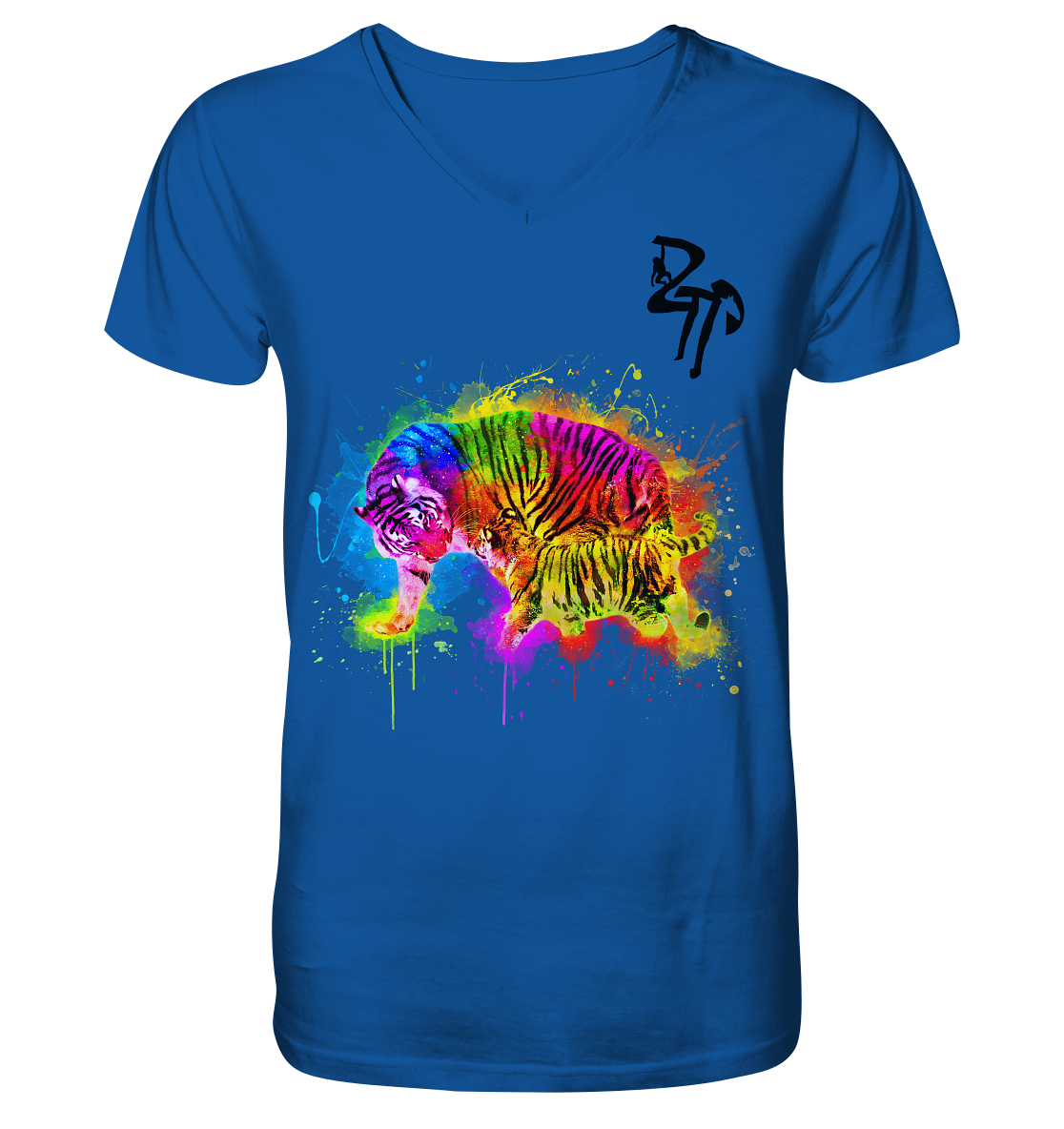 Tiger mit Welpen - Mens Organic V-Neck Shirt