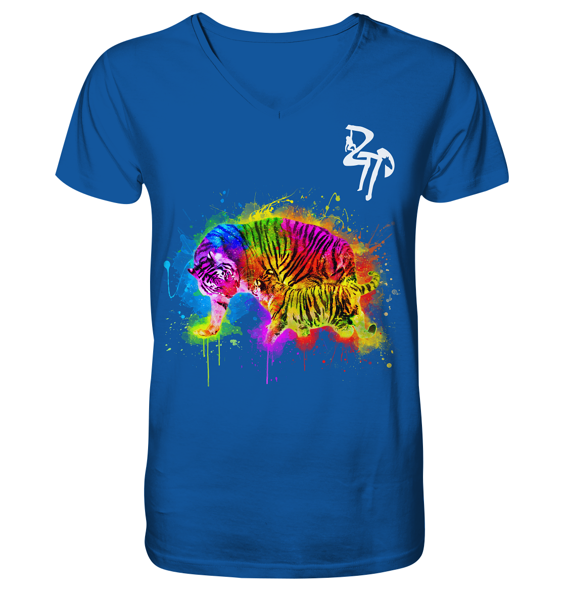 Tiger mit Welpen dark - Mens Organic V-Neck Shirt