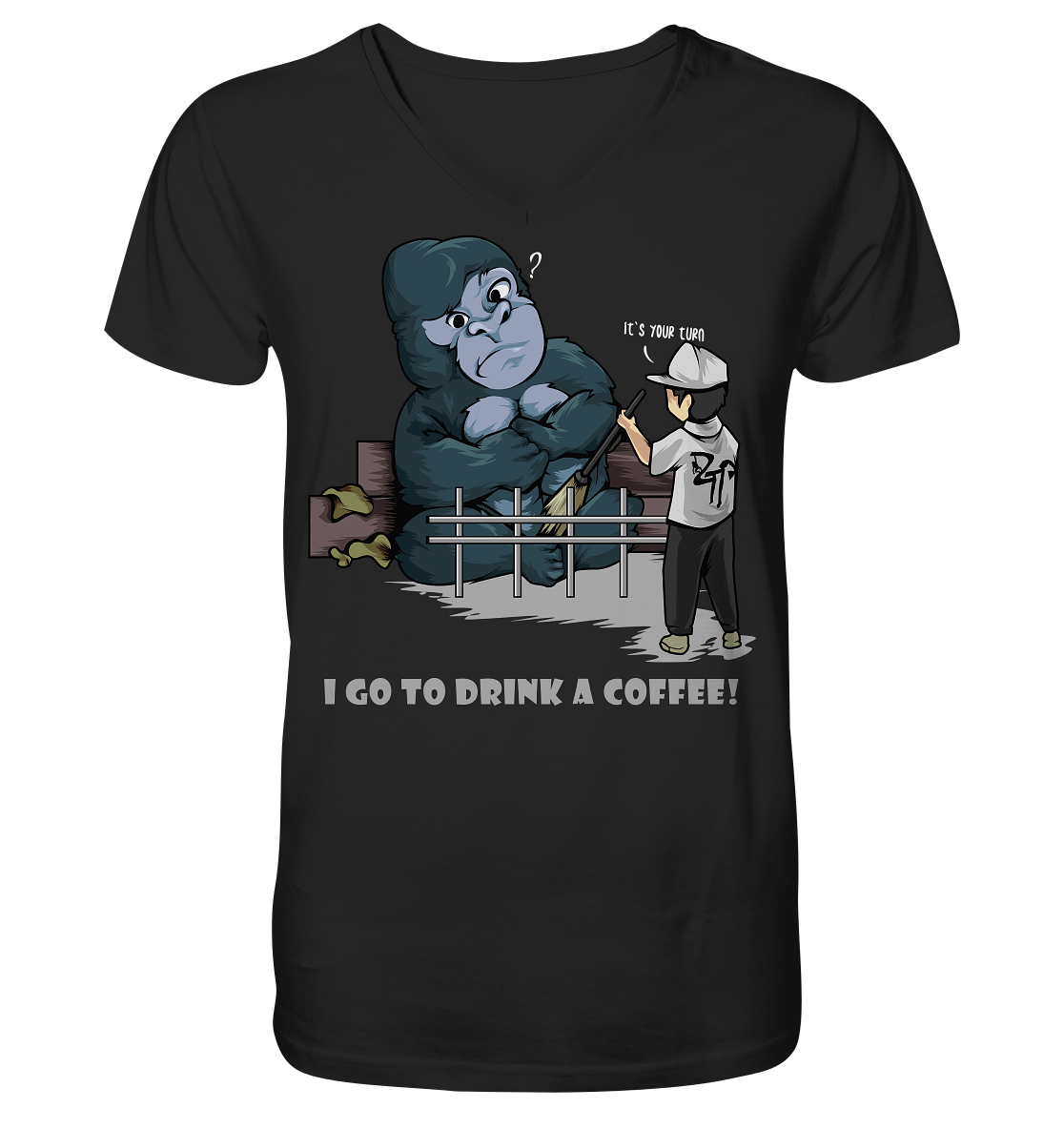 "Mach dein Bett" dark - Mens Organic V-Neck Shirt