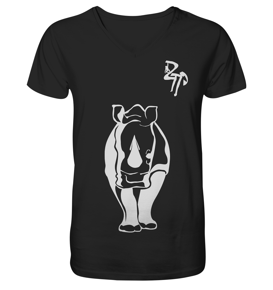 B & W Nashorn - Mens Organic V-Neck Shirt