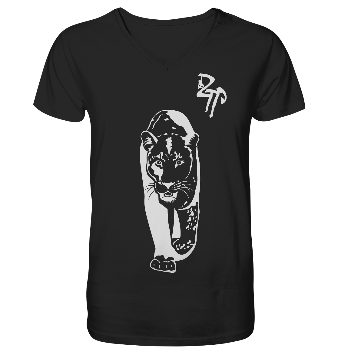 B & W Leopard - Mens Organic V-Neck Shirt