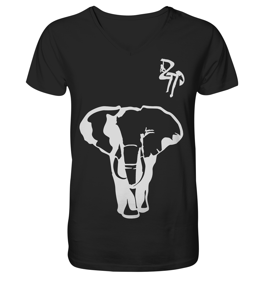 B & W Elefant - Mens Organic V-Neck Shirt