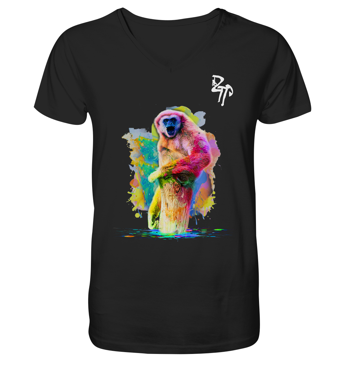 Gibbon dark - Mens Organic V-Neck Shirt