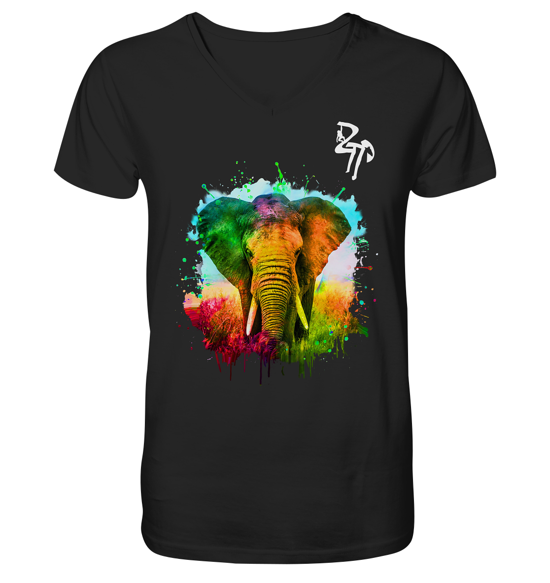 Elefant dark - Mens Organic V-Neck Shirt