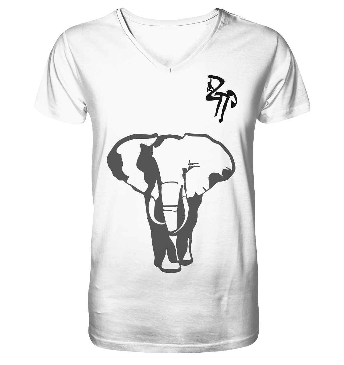 B & W Elefant - Mens Organic V-Neck Shirt