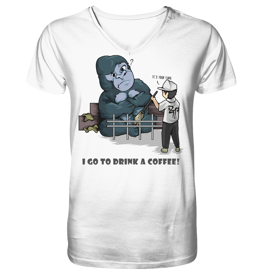 "Mach dein Bett" - Mens Organic V-Neck Shirt