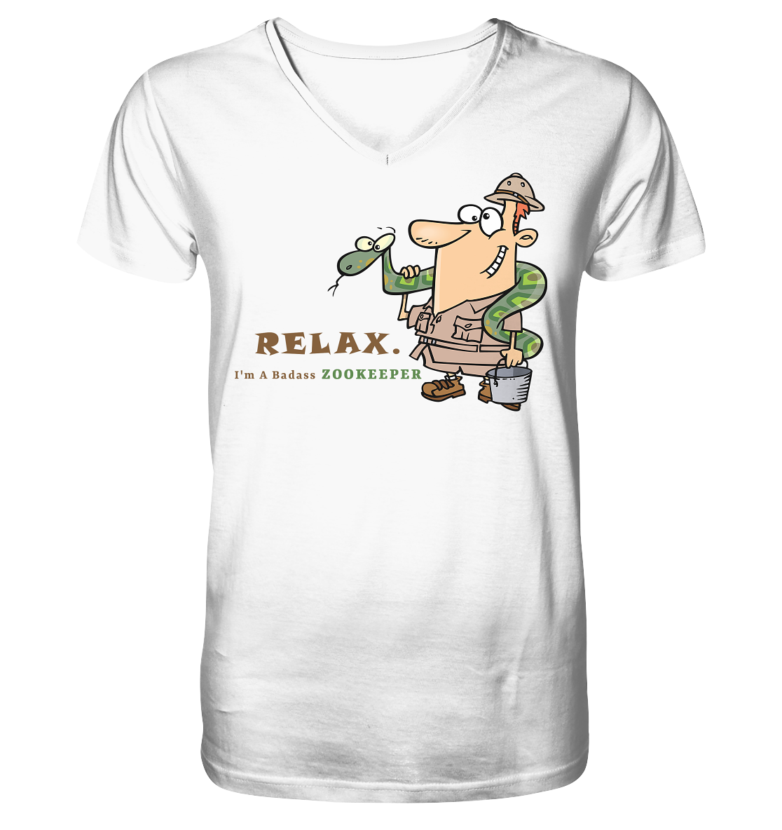 Badass Zookeeper - Mens Organic V-Neck Shirt
