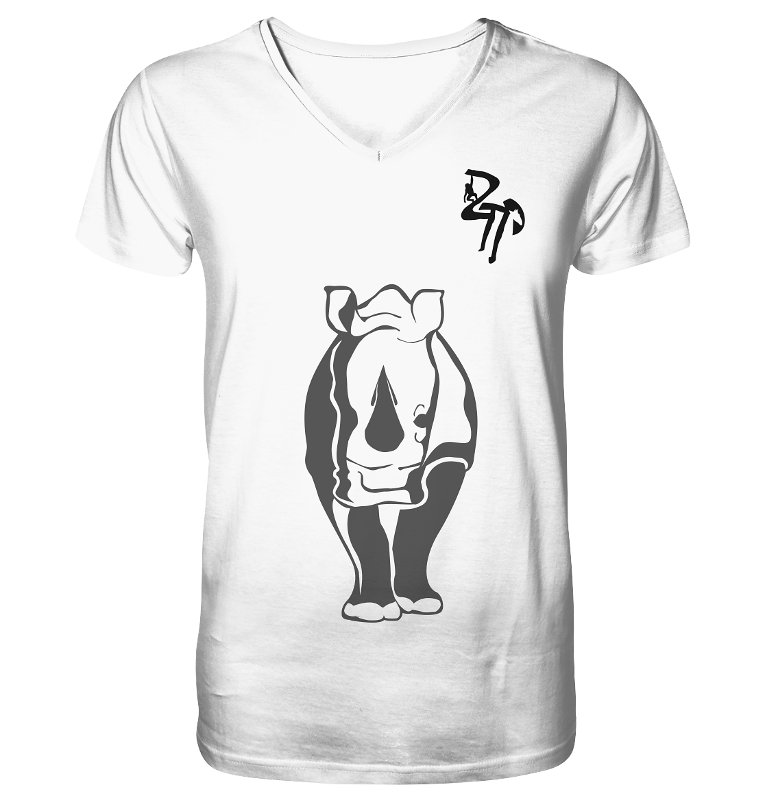 B & W Nashorn - Mens Organic V-Neck Shirt