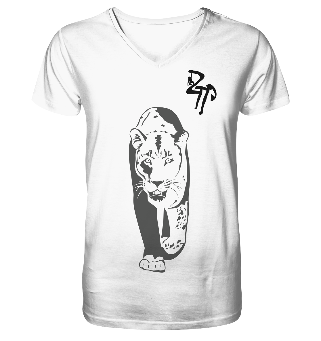 B & W Leopard - Mens Organic V-Neck Shirt