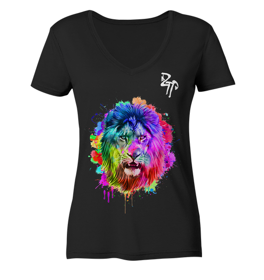 Löwe dark - Ladies Organic V-Neck Shirt
